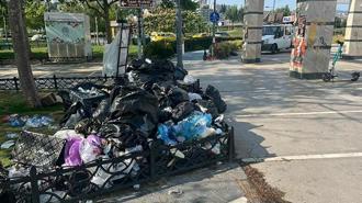 İzmir'de grev 6. gününde: Konak'ta çöp yığınları oluştu