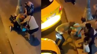 Taksicilerin müşteri alma kavgası: Yumruk atıp yerde sürüklediler