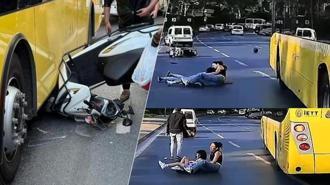 Aynı yerde 2 İETT otobüsü kazası! Motosikletteki 3 kişilik aile ölümden döndü