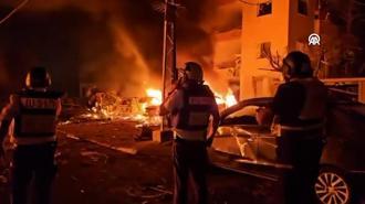 İran'ın füze saldırılarının ardından İsrail'in Hayfa kentinde yangın çıktı