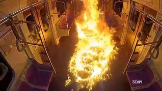 Göz göre göre metroyu kundakladı: 20 saniyede her yer küle döndü!