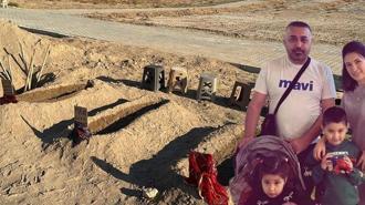 Zehirlenerek ölen anne ve 2 çocuğunun yan yana defnedildiği mezarlar görenlerin için sızlattı