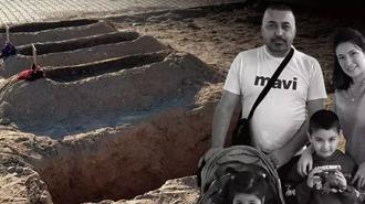 Türkiye'ye ağlatan manzara! Eşi ve çocuklarının yanı başına yeni bir mezar kazıldı