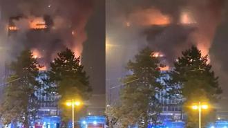 Hırvatistan'da gökdelende yangın! Ekiplerin müdahalesi sürüyor