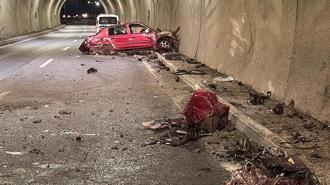 Zonguldak'ta otomobil tünel duvarına çarptı! 2 kişi yaralandı