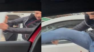 Ataşehir'de trafikte tartıştığı kadın sürücünün aracına saldırdı