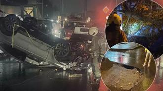 İstanbul'u yağış vurdu! Yollar çöktü, Araçlar takla attı, ağaçlar devrildi