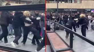 AVM’de kızlar arasında saç saça kavga! Maltepe’de o anlar kamerada