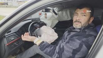 Patlayan airbag sürücünün elini yaktı! Araç içi kamerası...