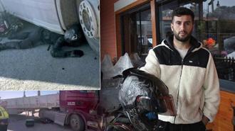 TIR'ın altında metrelerce sürüklendi, hayatta kaldı: Asfaltla burun burunaydım