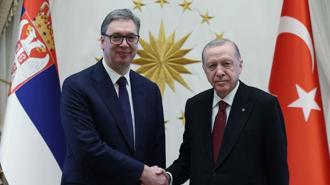Cumhurbaşkanı Erdoğan, Sırbistan Cumhurbaşkanı Vucic’i Külliye’de resmi törenle karşıladı