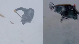 Ardahan-Şavşat kara yolunda karla mücadele eden ekiplerin üzerine çığ düştü