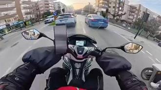 Kaza esnasında kask kamerası kayıttaydı! Devrilen motosiklet...