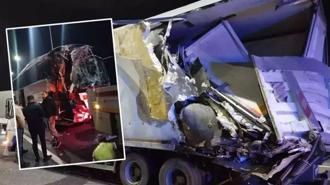 Kuzey Marmara Otoyolu'nda feci kaza! Yolcu otobüsü ile TIR çarpıştı: 10 yaralı