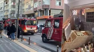 İnşaatta beton döküldüğü anda yan binanın duvarı çöktü