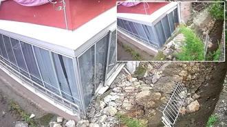 Görüntüler Amasya'dan! Duvarın yıkılma anı kamerada