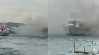 Bebek sahili açıklarında teknede yangın çıktı