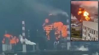 Rusya'nın kalbinde petrol rafinerisi vuruldu! Bölgeden dumanlar yükseliyor: Sıcak görüntü