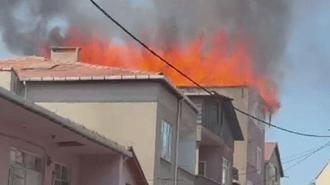 Pendik'te 5 katlı binanın çatısında çıkan yangında 1 işçi yaralandı