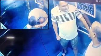 Eski apartman yöneticileri asansörde karşılaştı, yumruklar havada uçuştu! Olay anı saniye saniye kamerada