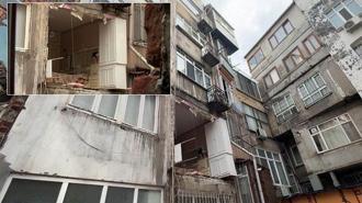 Şişli'de bina duvarı gürültüyle çöktü! 'Deprem oldu zannettik'