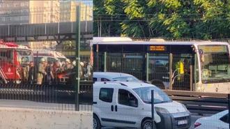 Bahçelievler'de metrobüsün çarptığı kadın ağır yaralandı