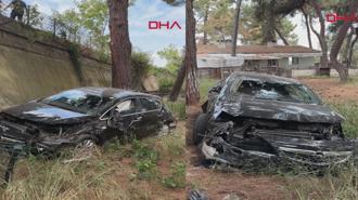 Aynı yöne giden otomobiller çarpıştı