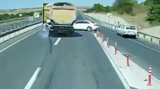 TIR şoförünün dikkati faciayı önledi! Kontrolsüz dönüş...