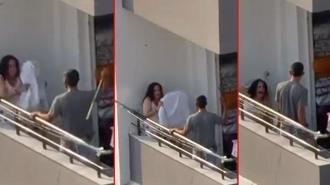 Adana'da vahşet! Tartıştığı kadını balkonda sopayla dövdü