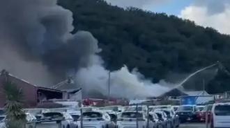 Eyüpsultan'da yediemin otoparkında yangın çıktı