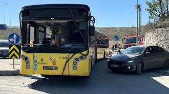 Sultangazi'de İETT otobüsü duvara çarptı