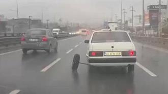 Tekerlek yerinden çıktı! Görenler şaşkına döndü