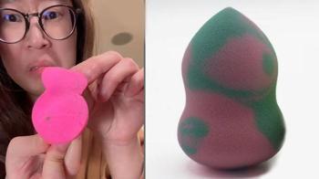 1 kez kullandığı makyaj süngerini ikiye kesti! Bakın ne çıktı