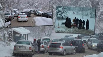 Manzarayı görmek için gittiler, trafikte mahsur kaldılar