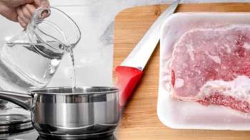 Donmuş eti 5 dakikada çözdüren taktik! 2 tencere arasına böyle sıkıştırın