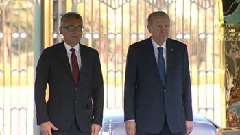 Cumhurbaşkanı Erdoğan KKTC Cumhurbaşkanı Tufan Erhürman'ı resmi törenle karşılıyor