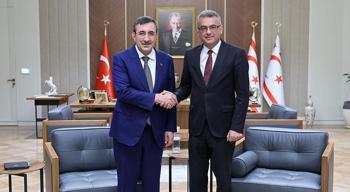 KKTC Cumhurbaşkanı Erhürman, Cumhurbaşkanı Yardımcısı Yılmaz'ı kabul etti