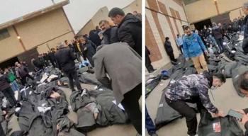 İran'da şok edici görüntüler! Hastane önünde yüzden fazla ceset torbası