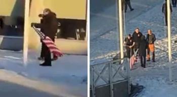 ABD bayrağını göndere çekmeye çalıştı, halk müdahale etti! Grönland'da gergin anlar