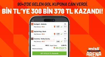 90+3’de gelen gol kupona can verdi, bin TL’ye 308 bin 378 TL kazandı!