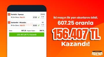 İki maçın ilk yarı skorlarını bildi, 607.25 oranla 156.407 TL kazandı!