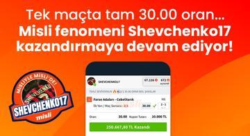 Misli fenomeni Shevchenko17 kazandırmaya devam ediyor! Tek maçta tam 30.00 oran…
