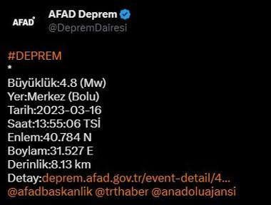 Boluda 4.8 büyüklüğünde deprem İstanbulda da hissedildi