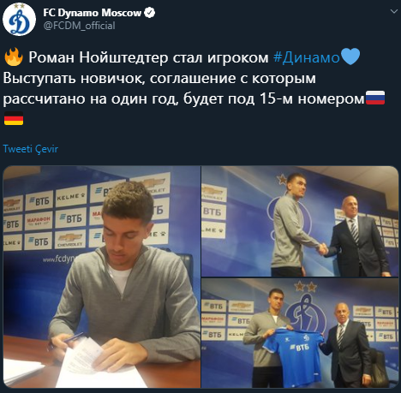 Roman Neustadter resmen Dinamo Moskovada