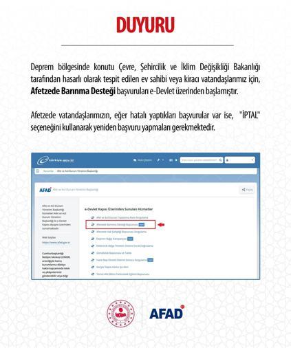 Afetzede Barınma Desteği başvuruları başladı