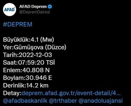 Son dakika... Düzcede bir deprem daha AFADdan açıklama