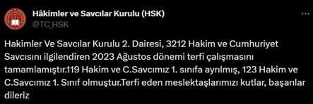 HSK paylaştı 242 hakim ve savcı terfi etti