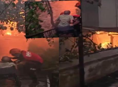68622d5a551b9ccf702b716c İzmir'de yangın bölgesinden yürek yakan görüntüler! Tekerlekli sandalyedeki yaşlı adam son anda kurtarıldı