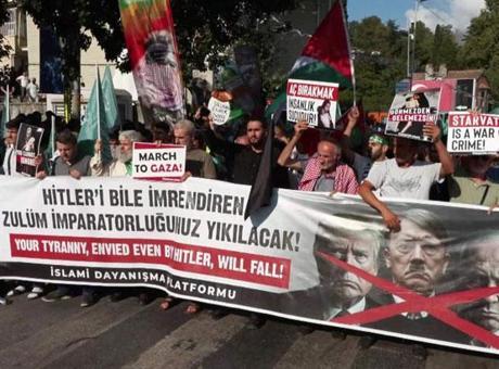 688f99503f27d3361d154f41 İslami Dayanışma Platformu'ndan Gazze protestosu: ABD Konsolosluğu'na yürüdüler