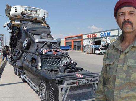 68a5c10ada6924d710052c55 Aracına 8 teker ekleyip tanka çevirdi, trafiğe çıktığı an büyük şok yaşadı